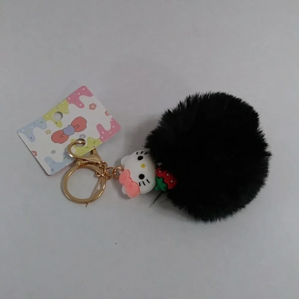 Hello Kitty Black Pom Pom Keychain *NWT*